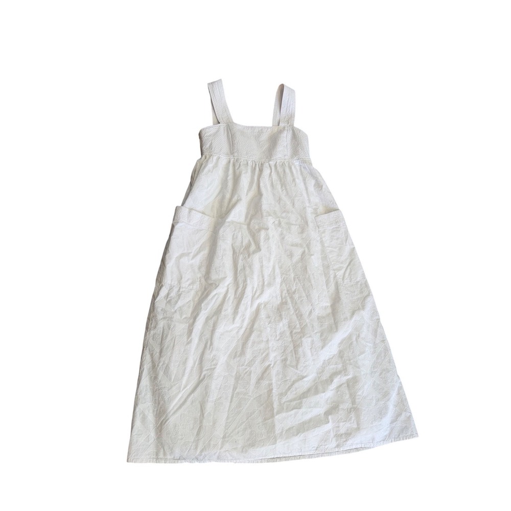 Madewell Cutout back Empire Midi Dress White Cotton Eyelet Square Neck Pockets - Picture 10 of 13
